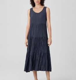 EILEEN FISHER CRUSHED SILK TIERED DRESS