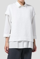 EILEEN FISHER COTTON CRIMP CREW NECK TOP