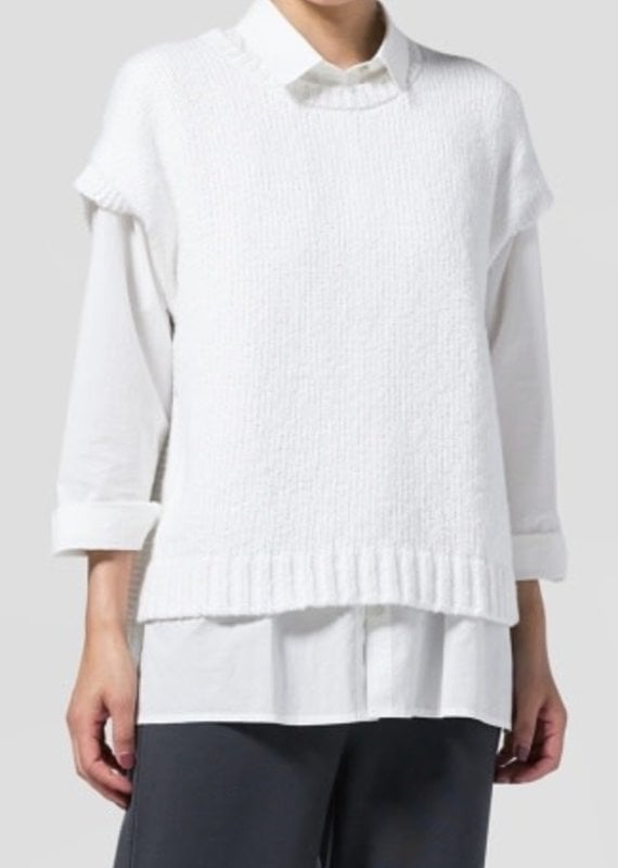 EILEEN FISHER COTTON CRIMP CREW NECK TOP