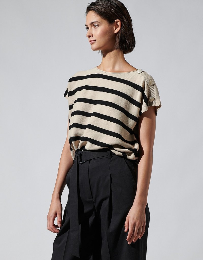 LUISA CERANO STRIPED TOP WITH BUTTONS SWEATER