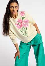 ESSENTIAL ANTWERP Ecru Sweatshirt with Floral Sequin Embroideries
