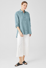 EILEEN FISHER Washed Organic Linen Delave Classic Collar Shirt