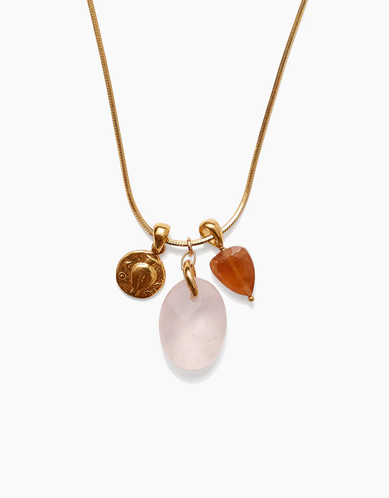 CHAN LUU Ostia Charm Necklace Rose Quartz