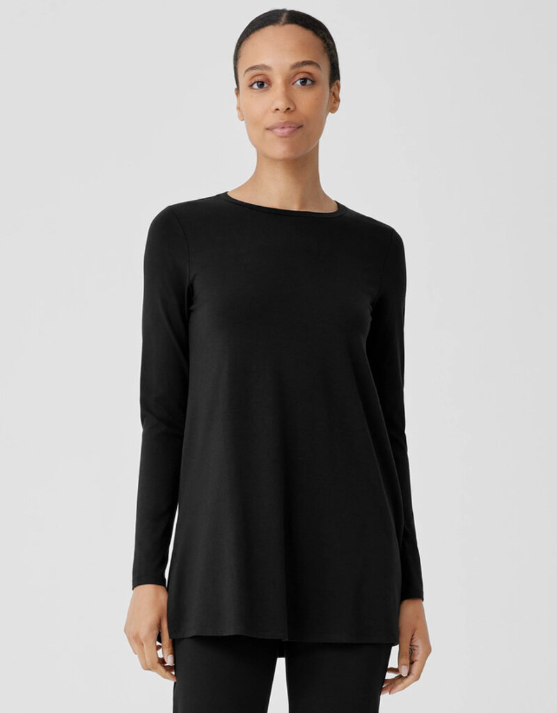 EILEEN FISHER Stretch Jersey Knit Crew Neck Long Top