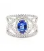 BLUE OVAL SAPPHIRE & WHITE DIAMOND RING