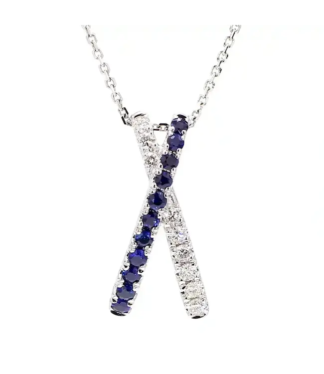 SAPPHIRE & DIAMOND X PENDANT