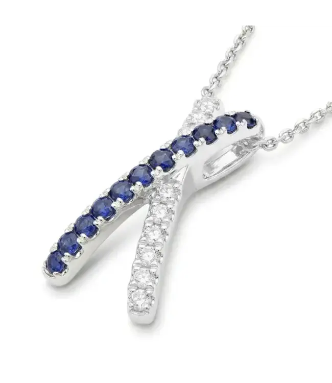 SAPPHIRE & DIAMOND X PENDANT