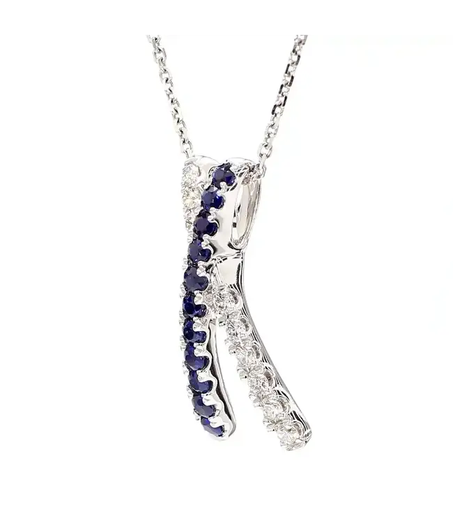 SAPPHIRE & DIAMOND X PENDANT