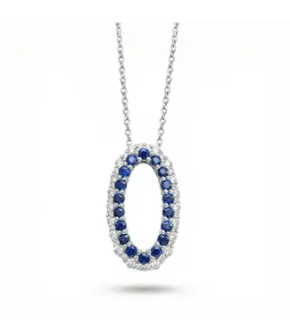 SAPPHIRE & DIAMOND OVAL PENDANT