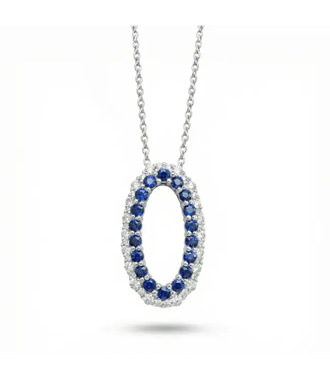 SAPPHIRE & DIAMOND OVAL PENDANT