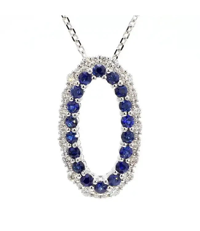 SAPPHIRE & DIAMOND OVAL PENDANT