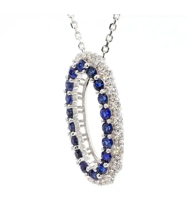 SAPPHIRE & DIAMOND OVAL PENDANT