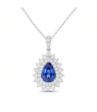PEAR SAPPHIRE & DIAMOND HALO PENDANT