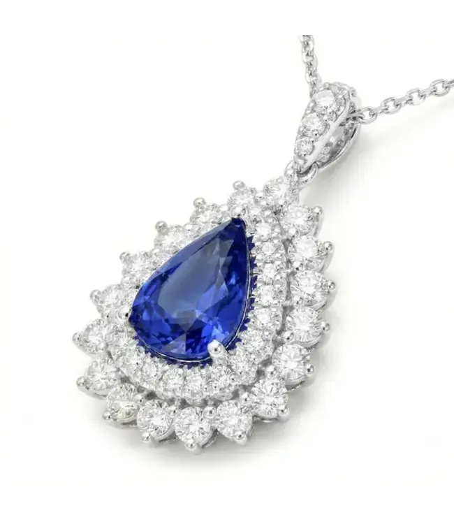 PEAR SAPPHIRE & DIAMOND HALO PENDANT