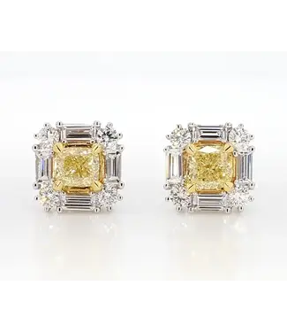 YELLOW DIAMOND HALO EARRINGS