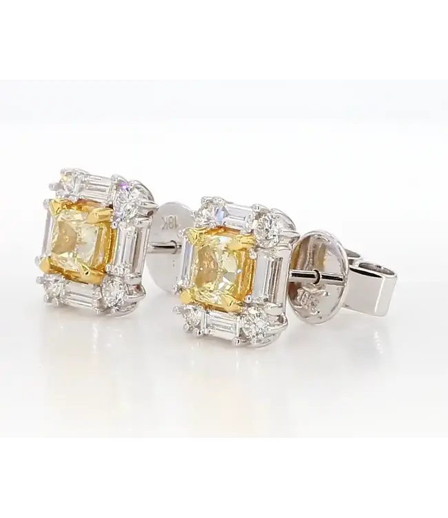 YELLOW DIAMOND HALO EARRINGS