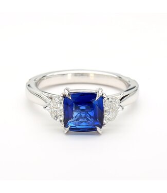 SQUARE BLUE SAPPHIRE AND DIAMOND RING