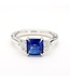 SQUARE BLUE SAPPHIRE AND DIAMOND RING