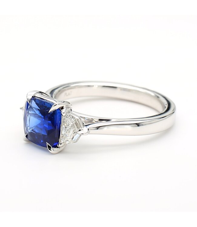 SQUARE BLUE SAPPHIRE AND DIAMOND RING