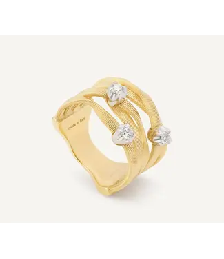 Marco Bicego Marrakech - Five Row Coil Ring with Three Diamond Stations