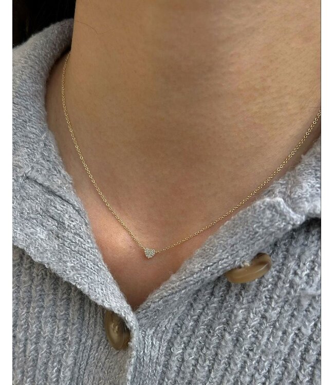 EF COLLECTION 14KY BABY DIAMOND HEART NECKLACE