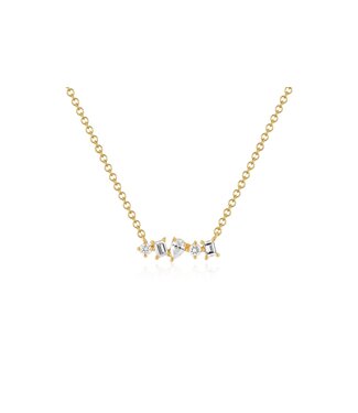 EF COLLECTION 14KY MULTI FACETED DIAMOND MINI BAR NECKLACE