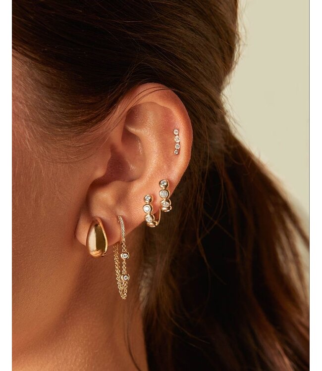 EF COLLECTION 14KY DIAMOND PILLOW HUGGIE EARRING