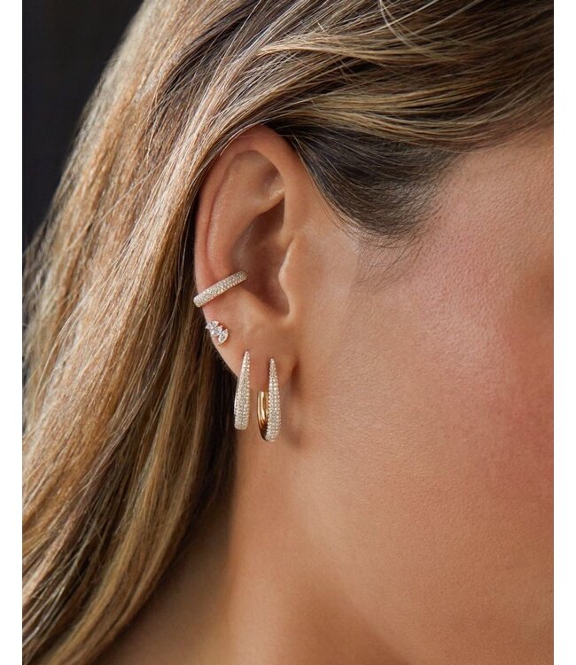 EF COLLECTION 14KY DIAMOND MAEVE HOOP EARRINGS