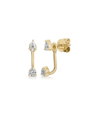 EF COLLECTION Diamond Pear & Round Illusion Stud Earrings
