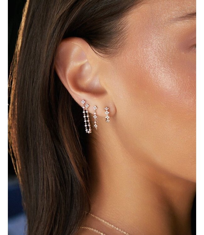 EF COLLECTION 14KY DIAMOND FLEUR HUGGIE EARRING