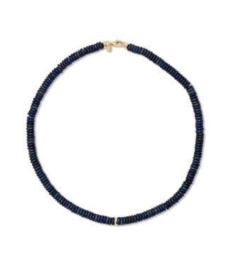 EF COLLECTION 14KY LAPIS LAZULI RONDELLE BEAD NECKLACE