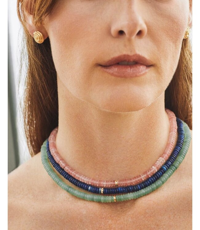 EF COLLECTION 14KY LAPIS LAZULI RONDELLE BEAD NECKLACE