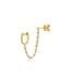 EF COLLECTION 14KY DIAMOND MINI HUGGIE AND PRONG SET CHAIN STUD EARRING