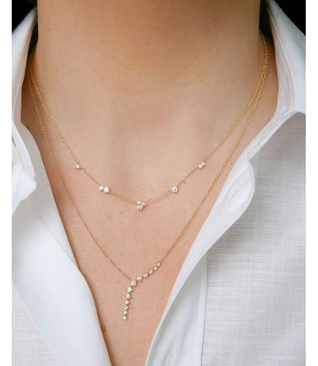 EF COLLECTION 14KY MULTI DIAMOND CLUSTER NECKLACE