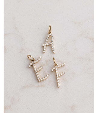 EF COLLECTION 14KY DIAMOND SCRIPT INITIAL CHARM - C