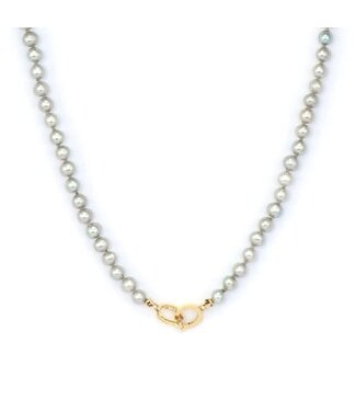 THREE STORIES Open Ends Gray Pearl Necklace