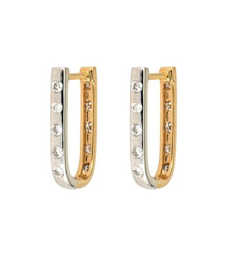 THREE STORIES WHITE/YELLOW DOUBLE SIDED CURVED DIAMOND HOOPS