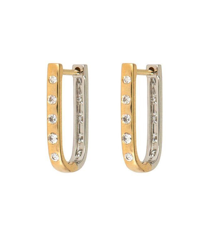 THREE STORIES WHITE/YELLOW DOUBLE SIDED CURVED DIAMOND HOOPS