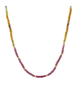 THREE STORIES Delicate Multi-Colored Sapphire Beaded Chain