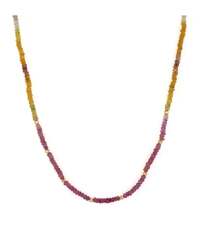 THREE STORIES Delicate Multi-Colored Sapphire Beaded Chain