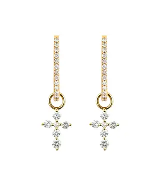 THREE STORIES TINY PRONG SET DIAMOND CROSS CHARMS