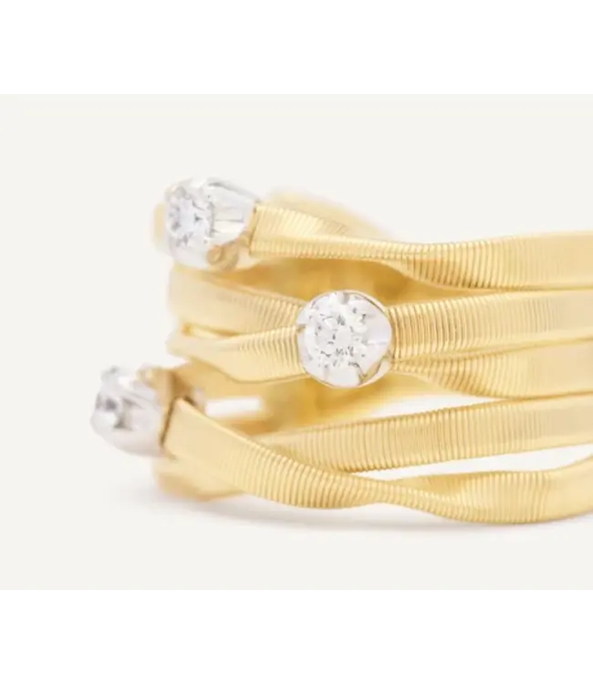 Marco Bicego Marrakech - Five Row Coil Ring with Three Diamond Stations