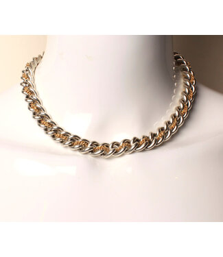ERMINE White & Yellow Gold Double Chain Necklace