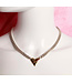 ERMINE Heart Necklace with Red Diagonal Crystals