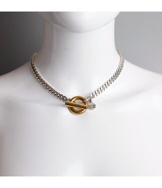 ERMINE Silver & Brass Donut Choker