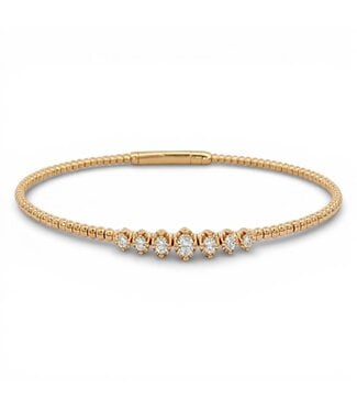 TABRIJA Beaded Bangle with Starburst Diamonds - Yellow Gold