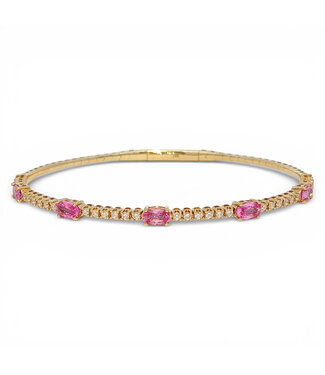 TABRIJA Diamond Tennis Bracelet with Pink Sapphires - Yellow Gold