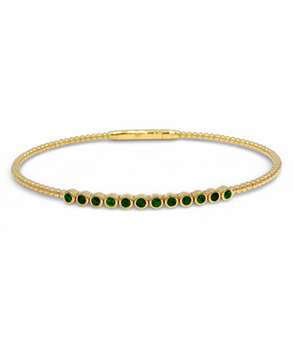 TABRIJA Beaded Bracelet with Emerald Green Stones - Yellow Gold