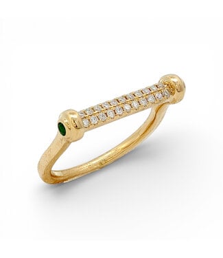 TABRIJA Diamond Ring with Emerald Green Stones - Yellow Gold