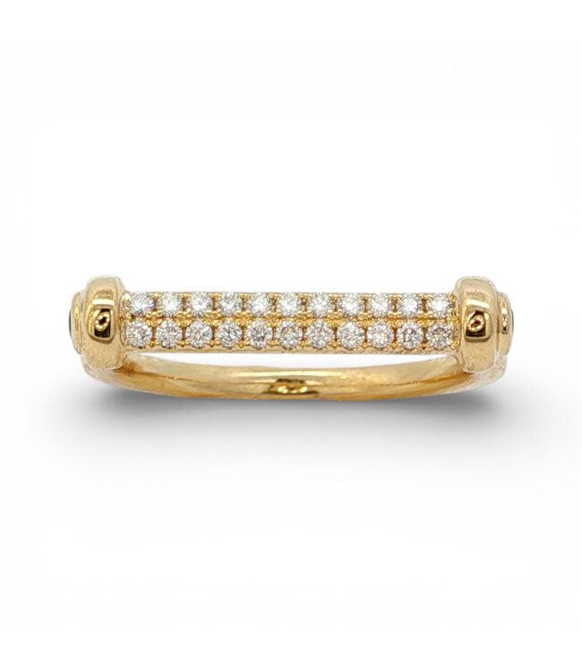 TABRIJA Diamond Ring with Emerald Green Stones - Yellow Gold